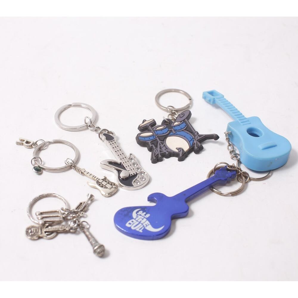 Vintage Guitars and Drums Keychain Lot Musical Mini Accessory ~ 260608-WH 1259